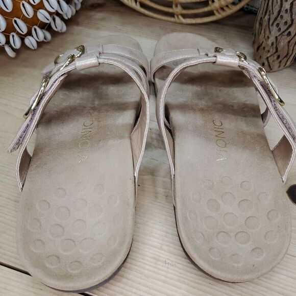 Vionic Women's US 9 EU 41 Misa Rose Gold Shimmer 3 Buckle Strap Slide Sandals - Picture 9 of 13